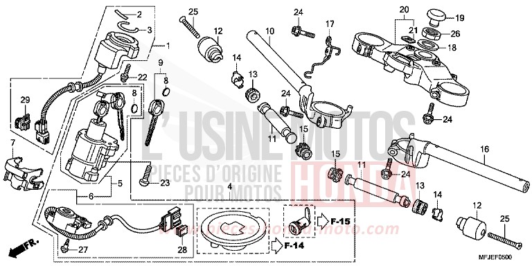 HANDLE PIPE/TOP BRIDGE for CBR600RR ABS VICTORY RED (R334) from 2012
